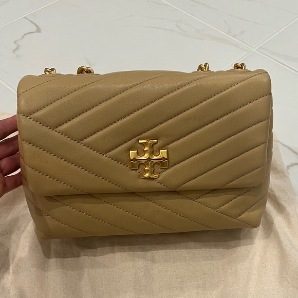 Tory Burch Small Kira Sand Beige Chevron Shoulder Bag, Great Used Condition - Picture 5 of 16